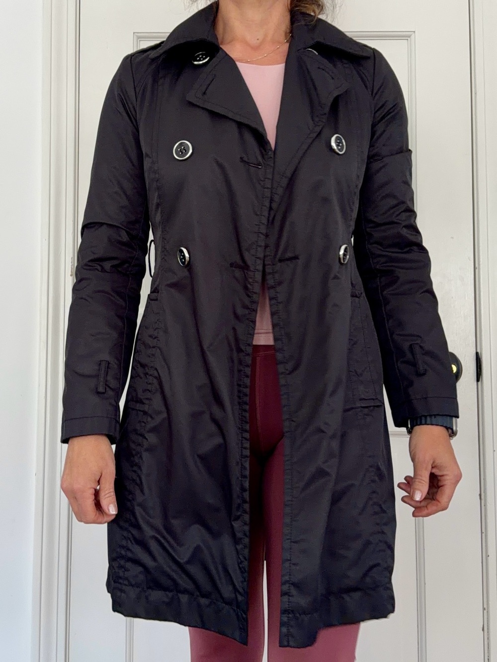 Kenneth Cole Women’s Black Double-Breasted Trench Coat
